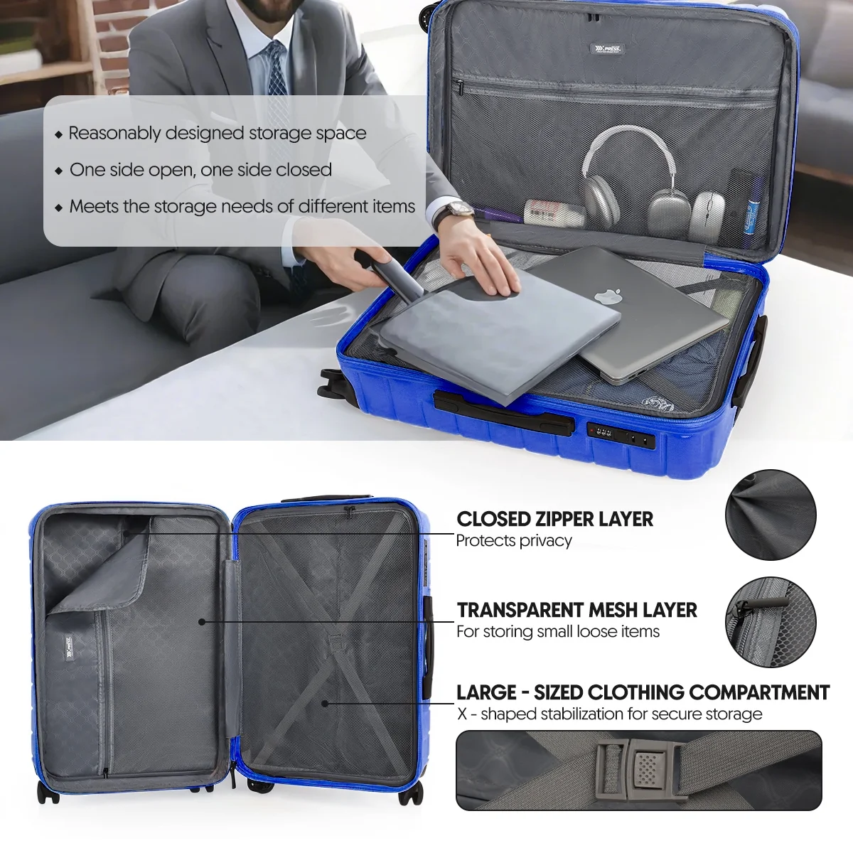 3 Piece Hardshell Luggage Set Expandable Hardside Suitcase with Spinner Wheels and TSA Lock, Lightweight Carry on and Checked Luggage 20