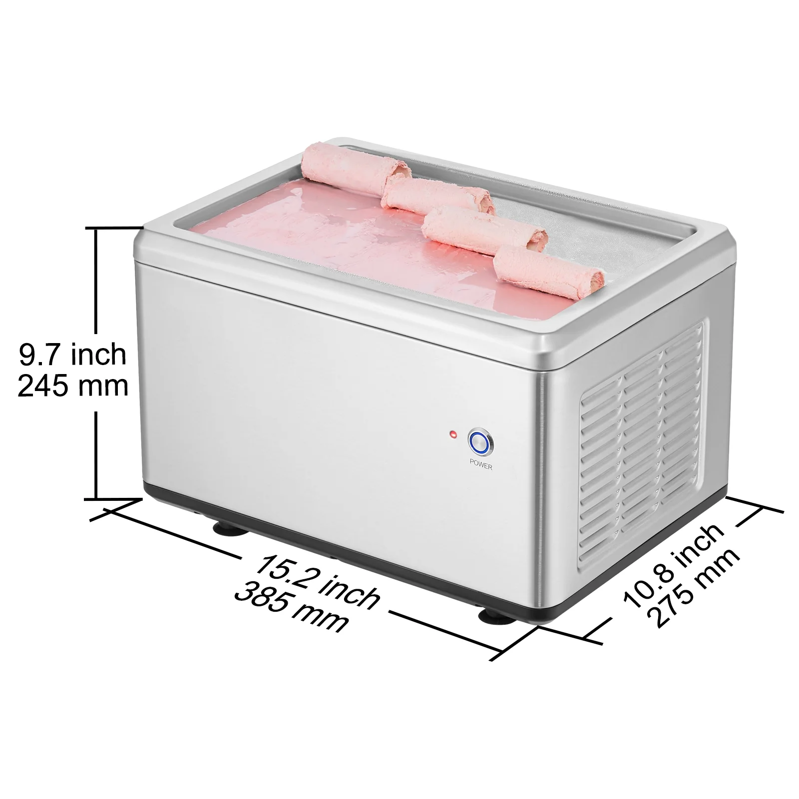 KFFKFF Fried Ice Cream Roll Machine - A Rolled Ice Cream Maker with a 19.3 x 14.9 Inch Pan