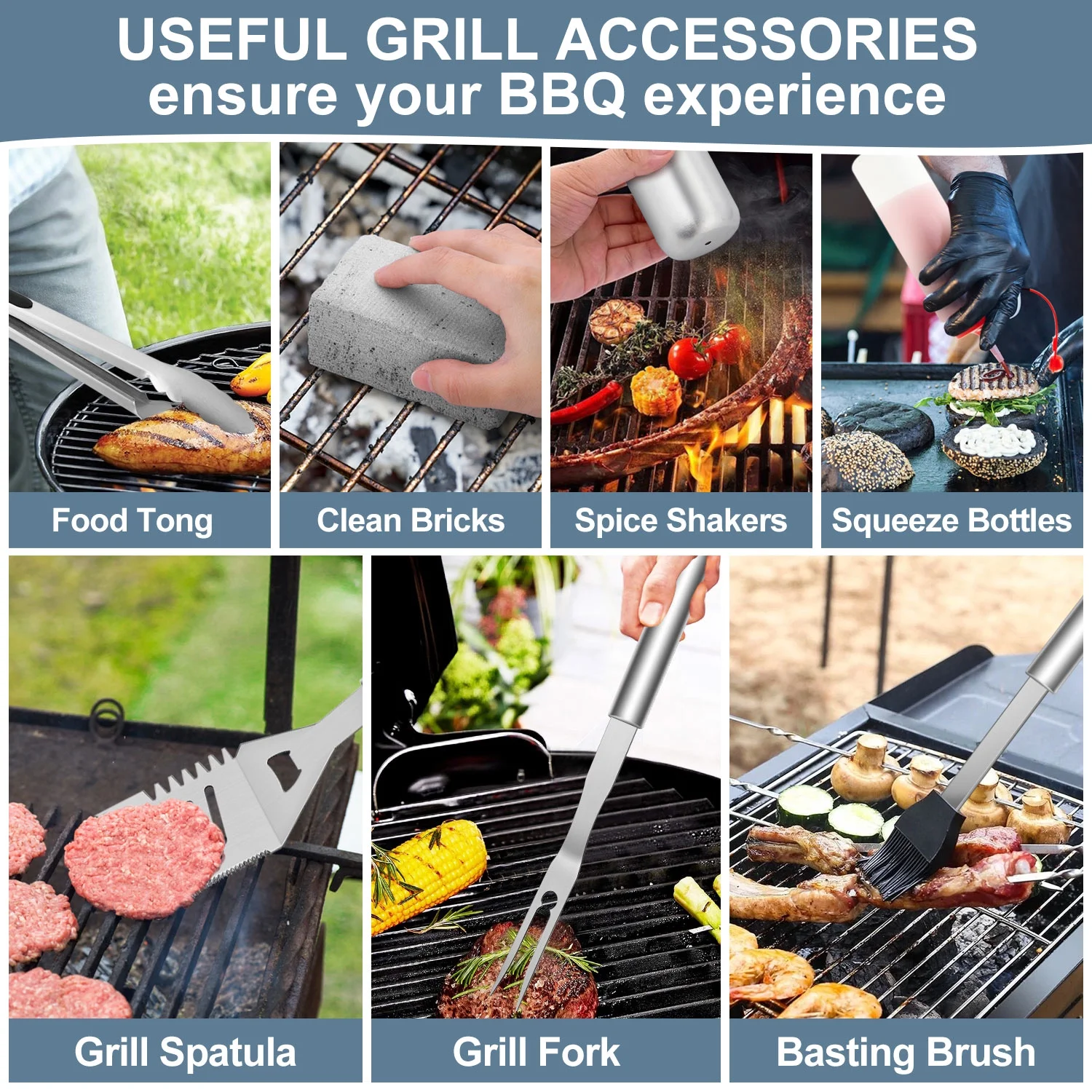 Walchoice 22 inch Charcoal Grill with Wheels & Temperature Gauge, 2 Layer Grilling Racks Heavy Duty Barbecue Grill for Backyard Camping BBQ Cooking, Black Enamel Lid & Bowl