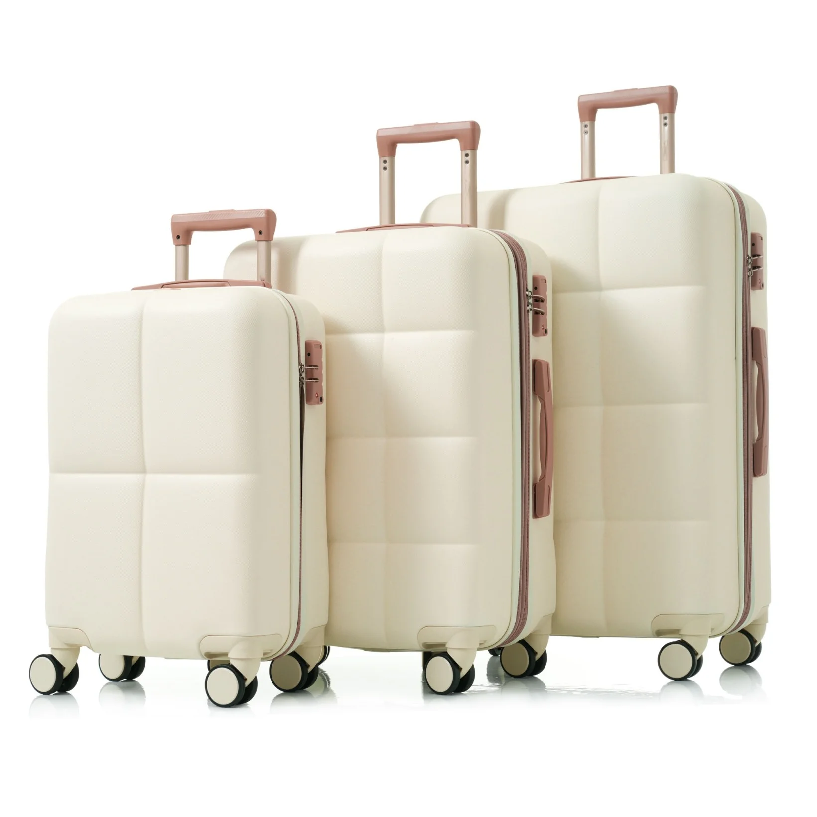 3 Piece Luggage Set , 20/24/28 inches Suitcase Set , ABS Hardshell Expandable Luggage Sets with TSA Lock,20-inch with USB Port, Carry On Luggage for Men Women, Pink