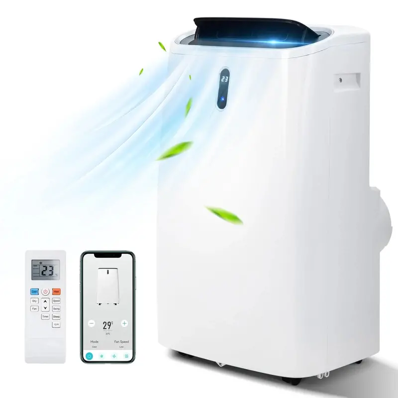 14000 BTU 4-in-1 Portable Air Conditioner with Heating & WiFi – Alexa-Compatible. Covers Up to 700 Sq. Ft.