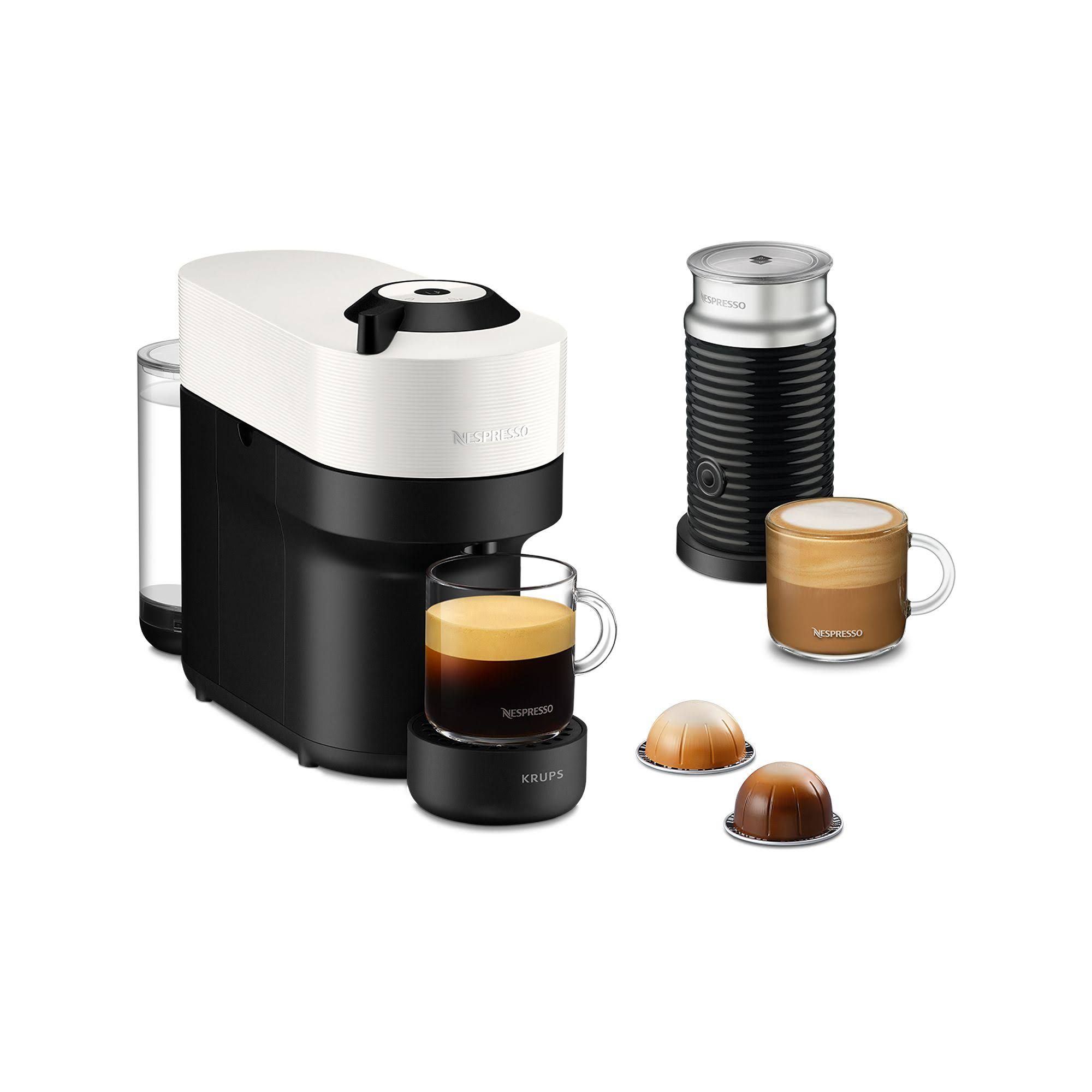 Krups Nespresso Vertuo Pop Coconut White XN9211 with Aeroccino capsule and pad machine