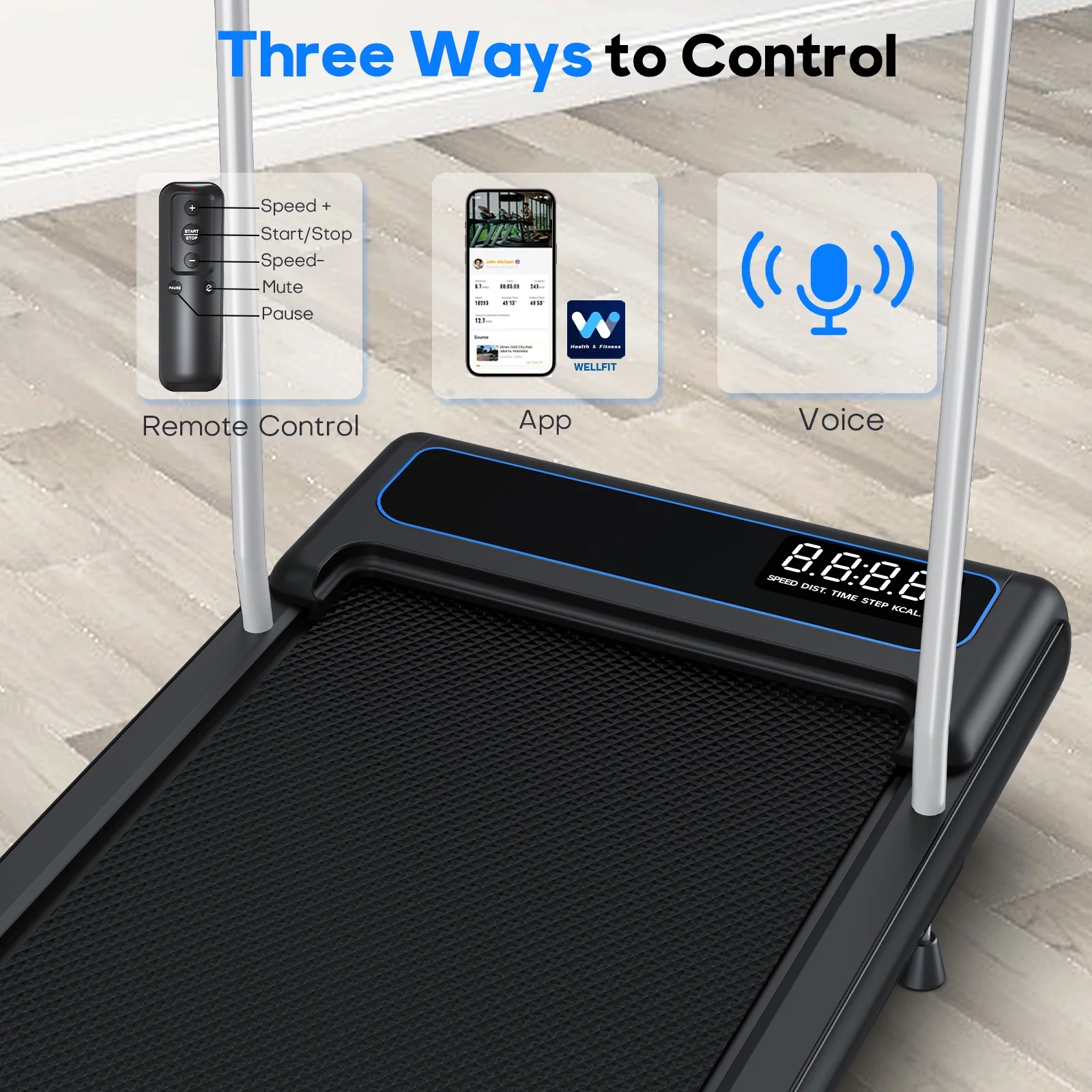 YZRUN Walking Pad, 2.5 HP Treadmills for Home Small with Handles, 5 MPH Under Desk Treadmill Walking Pad, 265 LBS