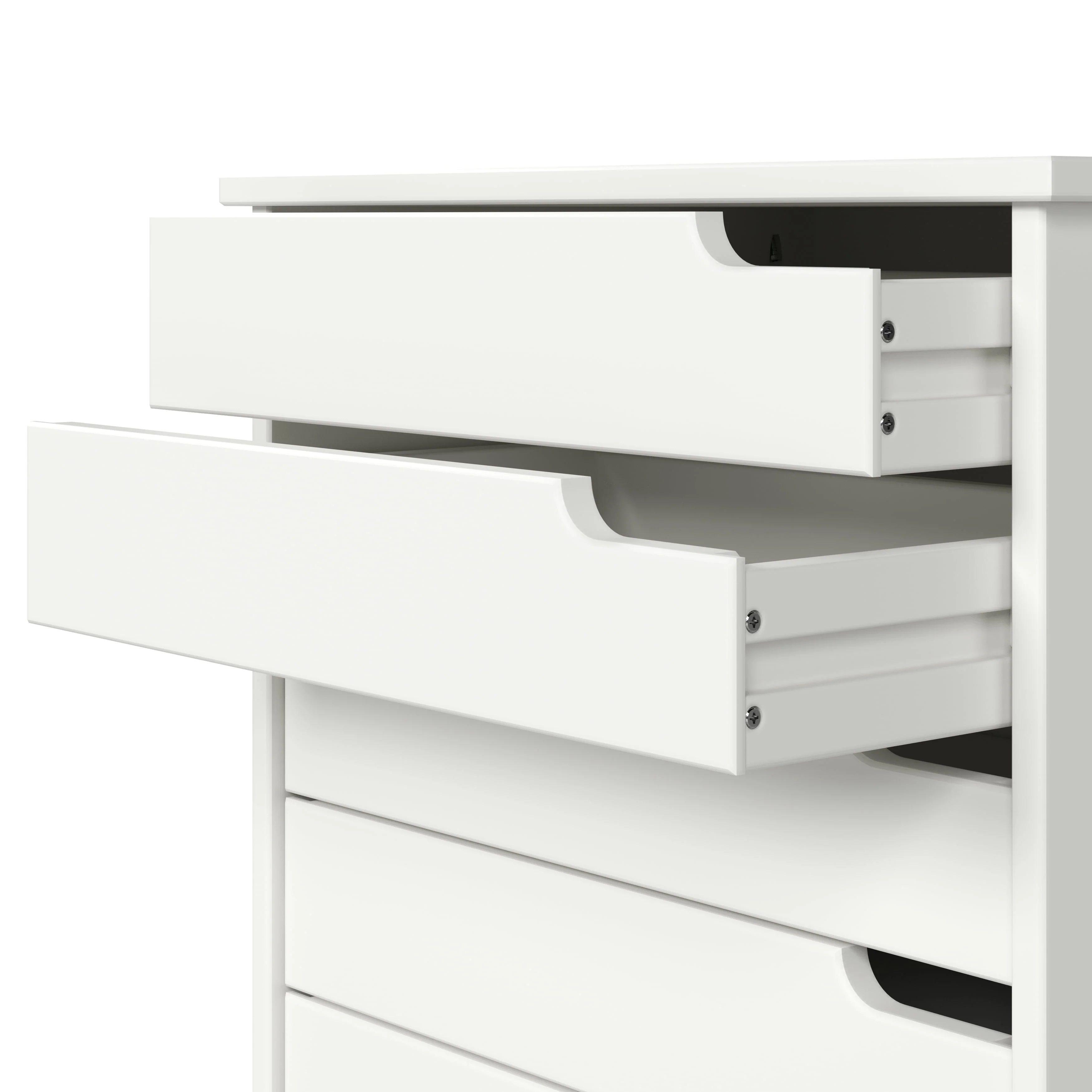 Adeptus Original Euro Roll Cart, Solid Wood, 4+1 Drawer Extra Wide Drawers Roll Carts, White