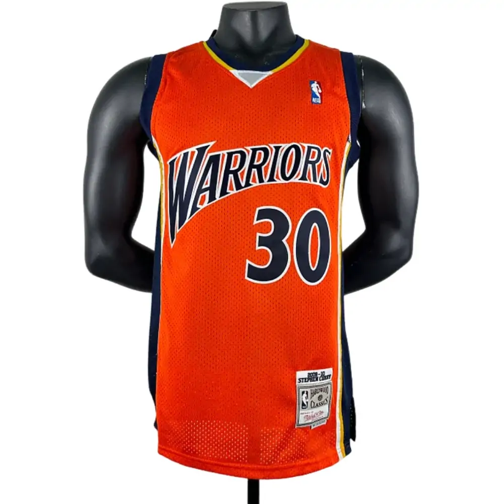 Embroidered MN retro jersey Warriors 2009/10 season orange No. 30 Curry