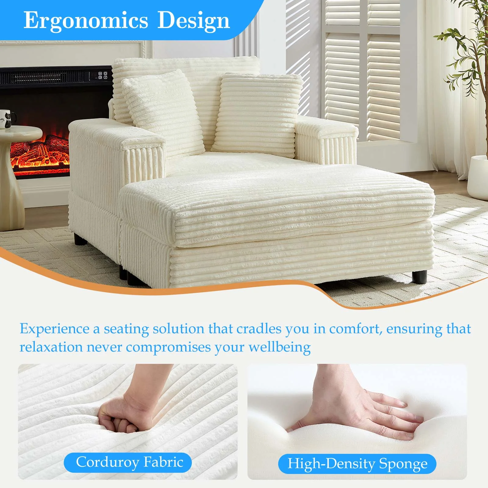 Mjkone Oversized Accent Chair?with Ottoman for Living Room, Single Indoor Lounge Sofa Armchair with Storage Armrests,Green