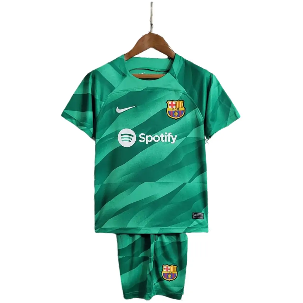 2023/2024 Barcelona Goalkeeper Green Soccer Shirt 1:1 Thai Quality Kids Size