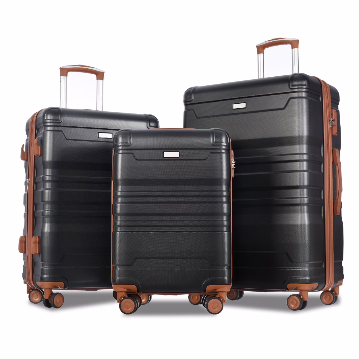 Luggage Sets New Model Expandable ABS Hardshell 3pcs Clearance Luggage Hardside Lightweight Durable Suitcase sets Spinner Wheels Suitcase with TSA Lock 20''24''28''(blue and brown)