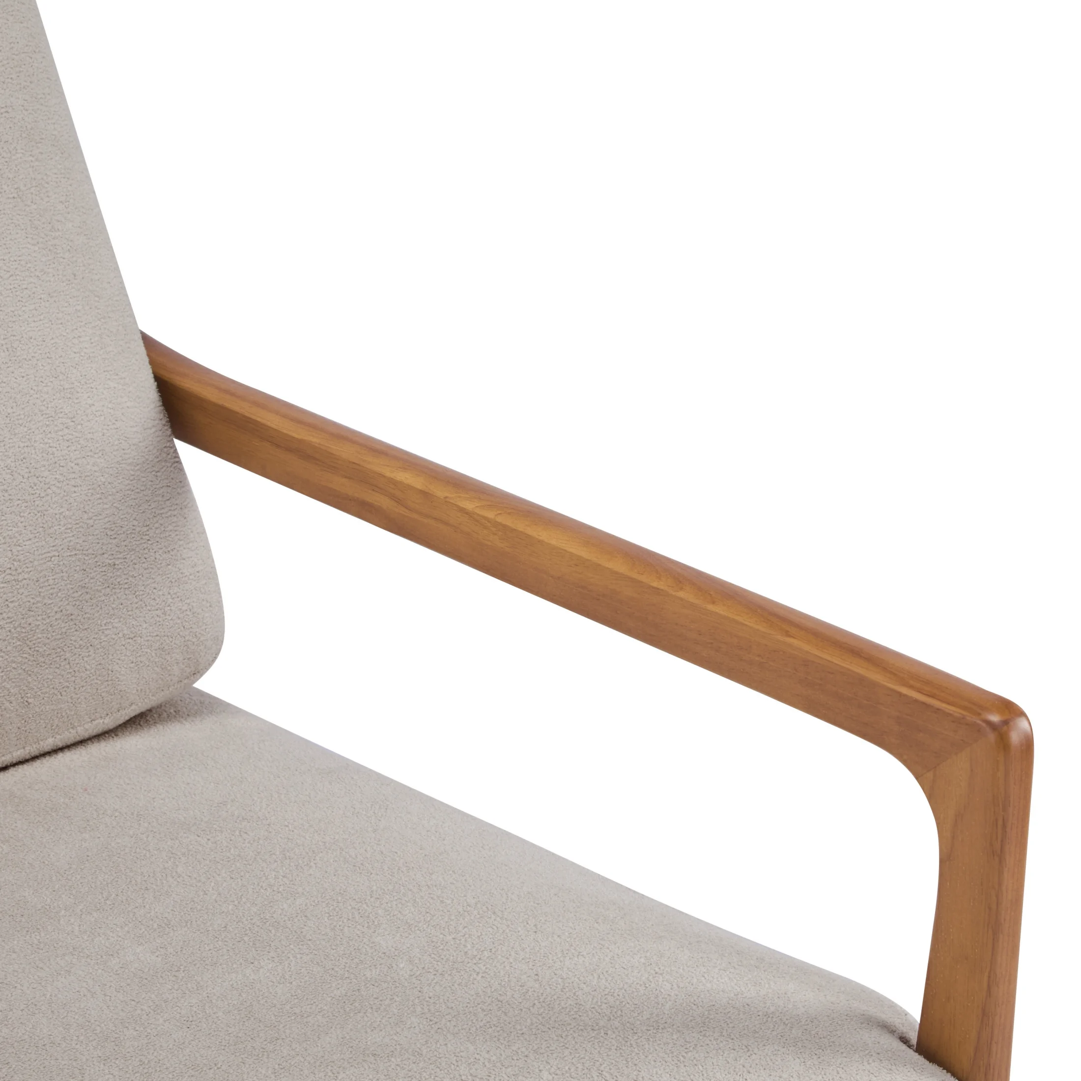 Christopher Knight Home Mid-Century Modern Accent Chair, Solid Wood Frame with High Back, Beige Cushions