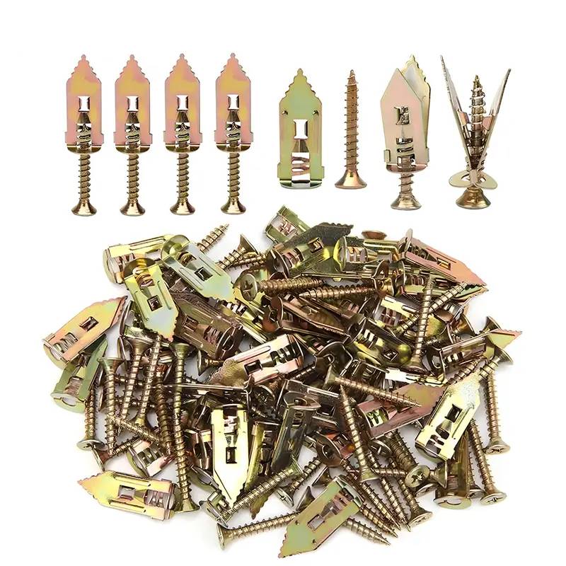 summerfun 100PCS/200PCS Self-Drilling Drywall Anchors Kit No Drill Needed Easy Hang for Home & Office Includes 100 Anchors 100 Screws for Quick Install Adjustable Hooks & Bracket