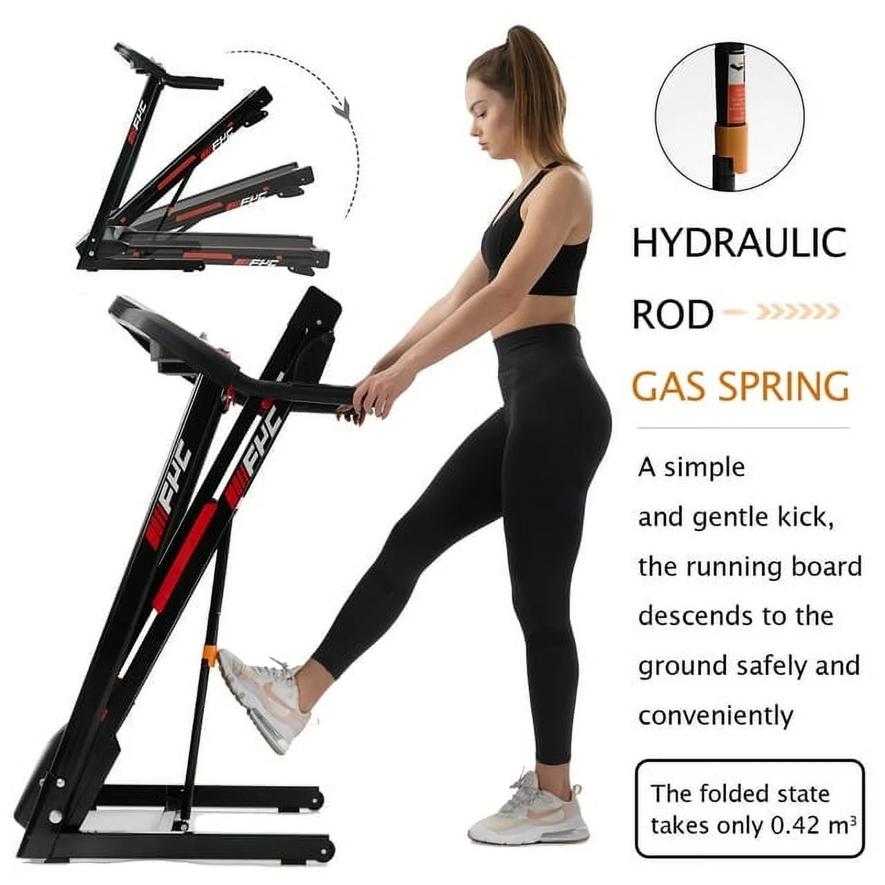 SWERTOY Folding Treadmill, Install Free Under Desk Treadmill Portable Foldable with Incline, Large LCD Display, 3.5HP Foldable Treadmill with 2s Folding