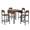 Paproos 5-Piece Counter Height Dining Table and Chairs Set, Brown Finish Drop Leaf Dinner Table and 4 Chairs Set for Kitchen Dining Room Breakfast Nook, Farmhouse Dining Table Set with Black Frame