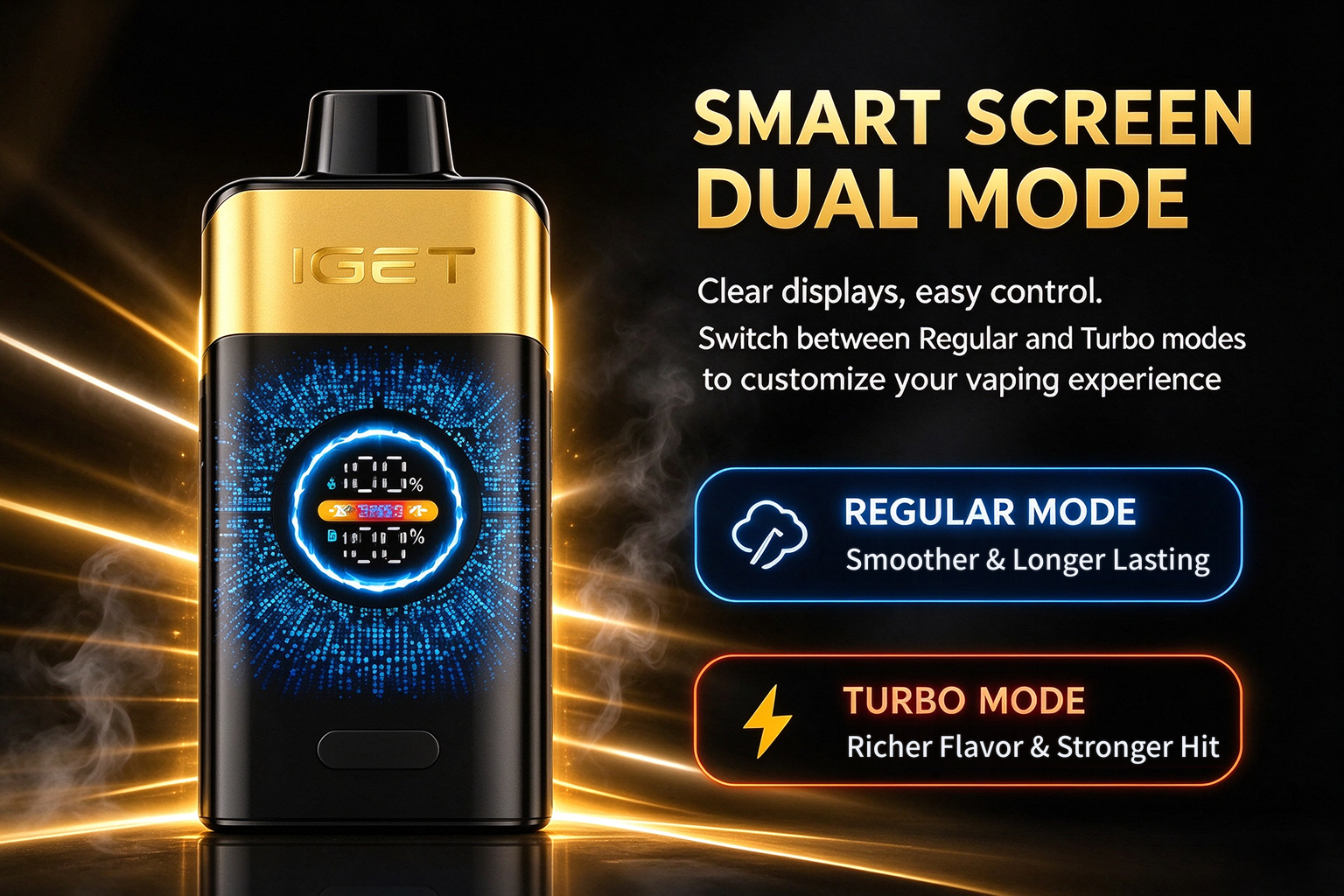 IGET ONE 12000 Puffs smart screen and dual mode