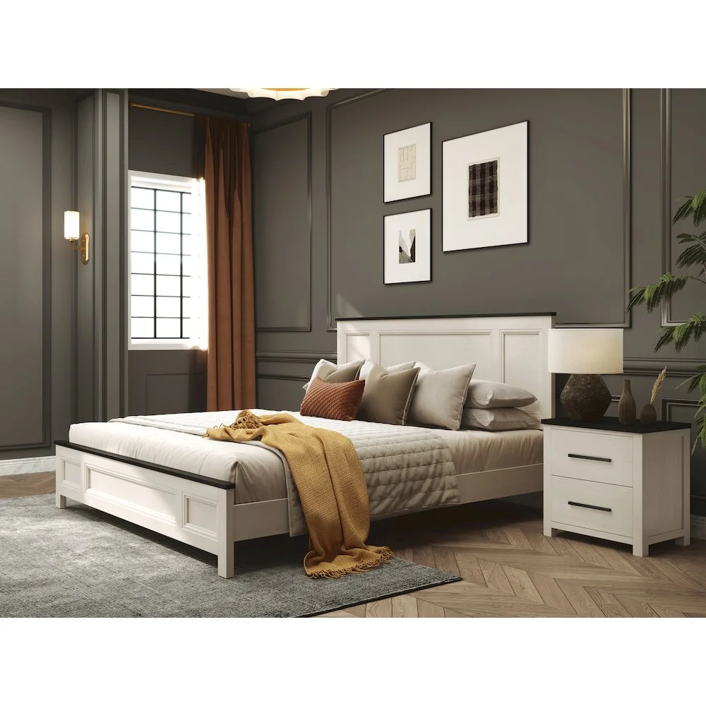 Roundhill Furniture Realynn 3-Pc Bedroom Set, King Panel Bed, 2 Nightstands