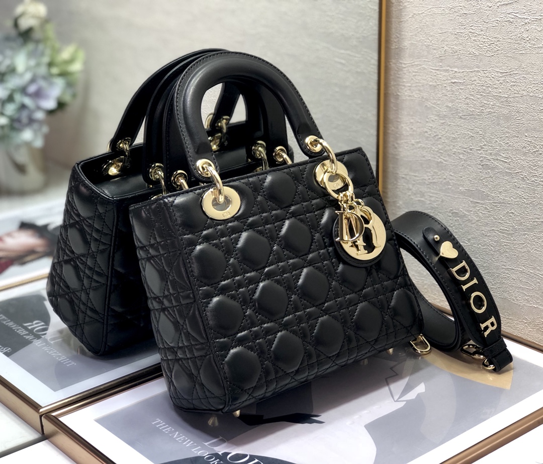 Dior Medium Lady Dior Bag Black Patent Cannage  M0565OWCB_M900