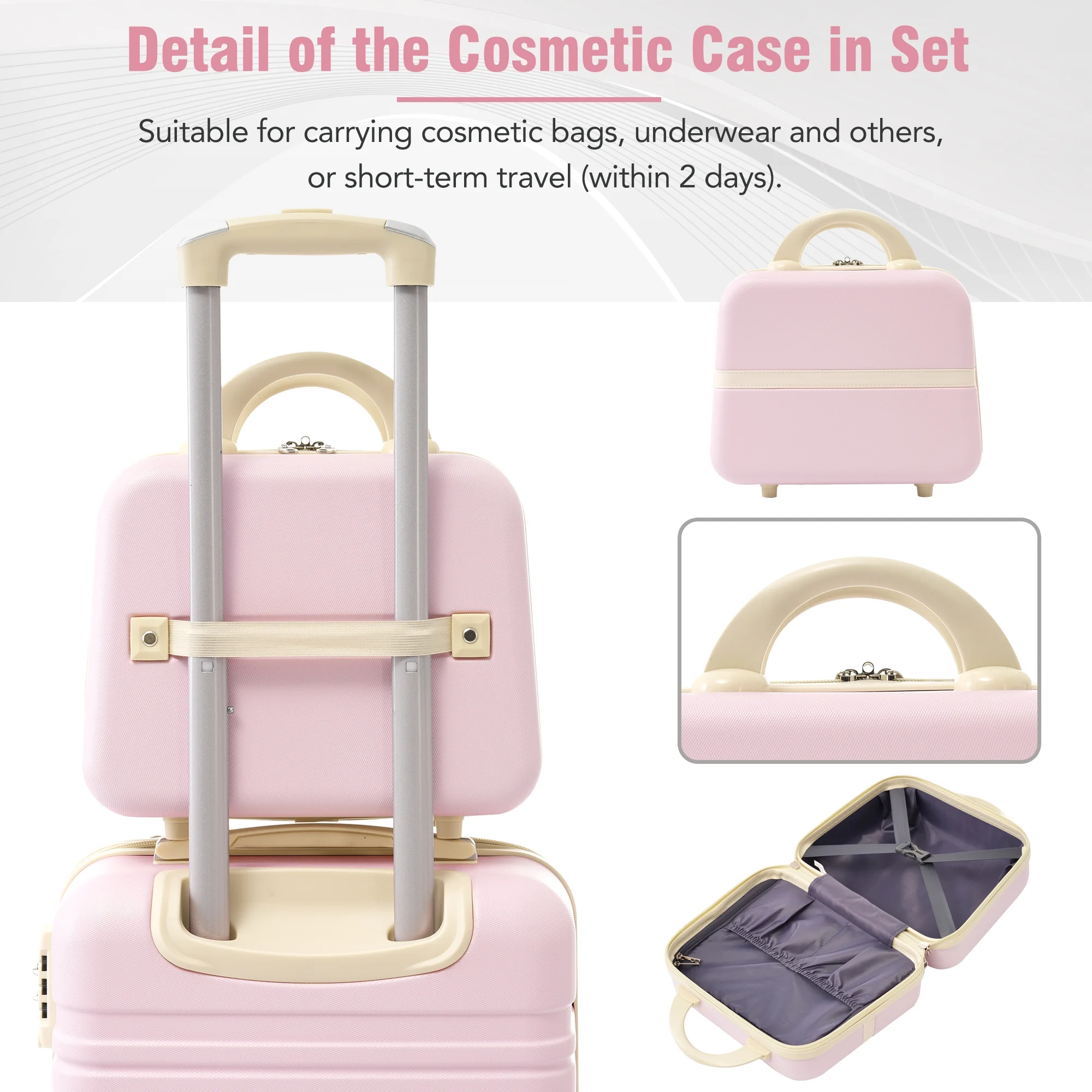 EUROCO 4-Piece Luggage Sets,Hardside Expandable Carry On Suitcase with TSA Lock,Cosmetic Case and Double Spinner Wheels,Lightweight Travel Luggage(20