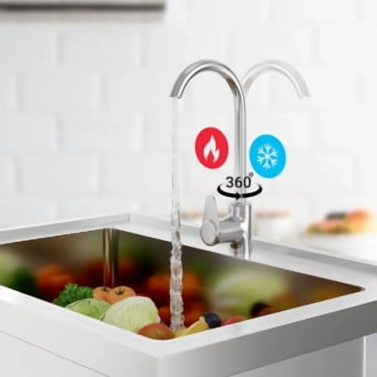 Stainless Steel Outdoor Sink,Freestanding Single Bowl Utility Sinks with Cold/Hot Water Hose,Storage Shelf,Faucet and Adjustable Legs,Outdoor Sink Station with Storage Shelf for Backyard,Restaurant