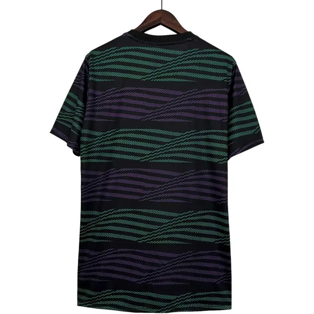 2023/24 Real Madrid Training Kit Green and Purple Striped Football Jersey