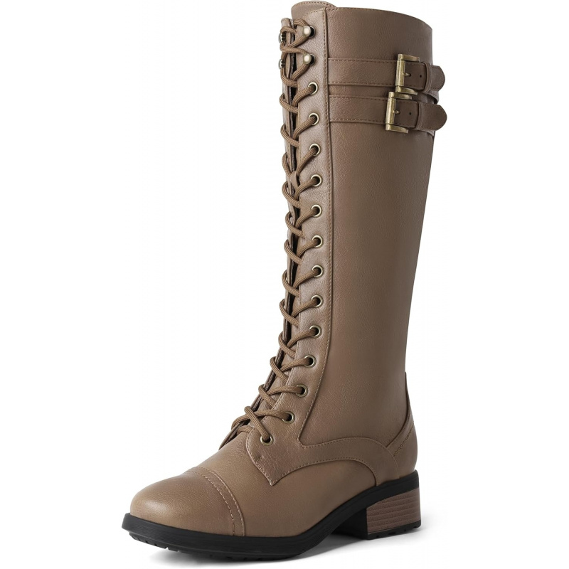 Women's Pu Knee High Riding Combat Boots