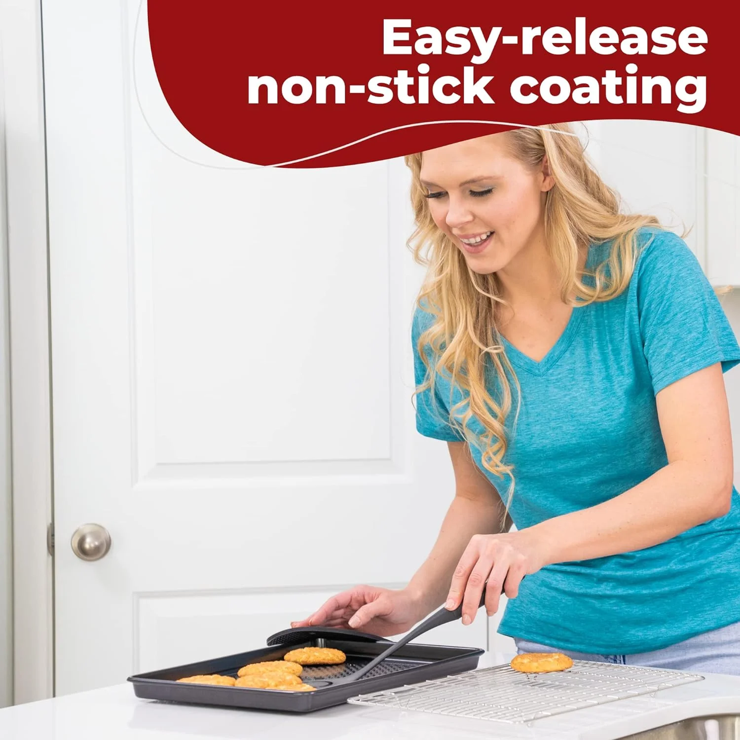 12 PC Carbon Steel Baking Pans Set Nonstick, Kitchen Essentials for New Home, Nonstick Bakeware with Cake Muffin Tins