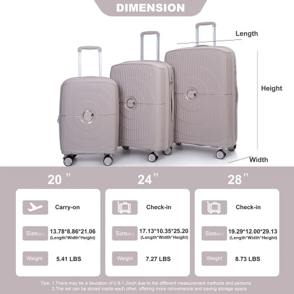 3 Piece Luggage Set Expandable Suitcases Set with Spinner Wheels & TSA Locks, Black