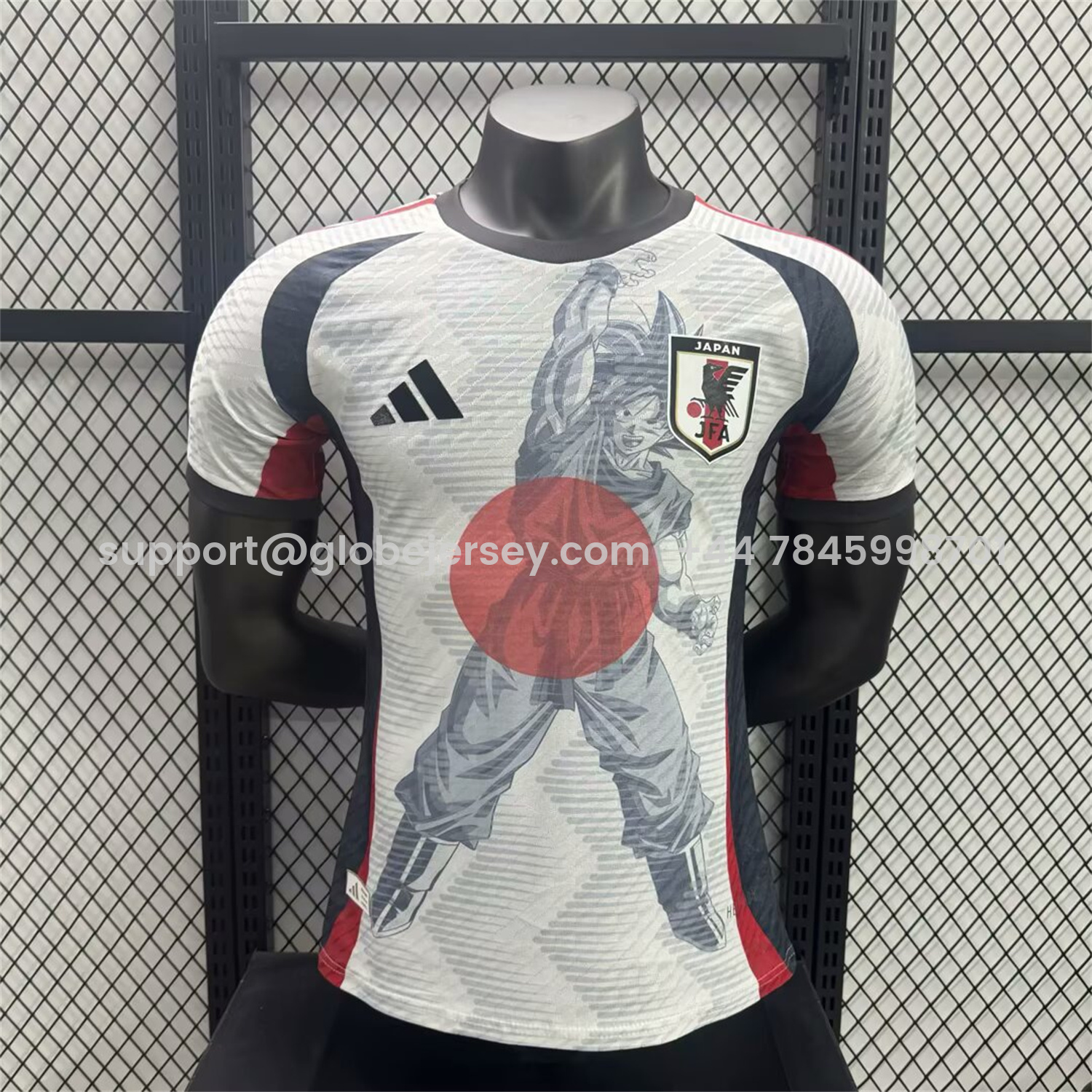 Japan 25-26 Dragon Ball Goku Sketch White & Red Special Jersey - Player Version