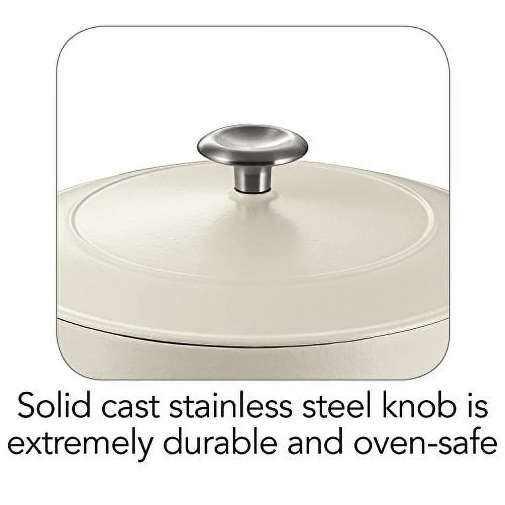 Tramontina Bestow 5.5-Quart Enameled Cast Iron Round Dutch Oven with Lid, Porcelain Enamel Finish, Matte White, Oven-Safe