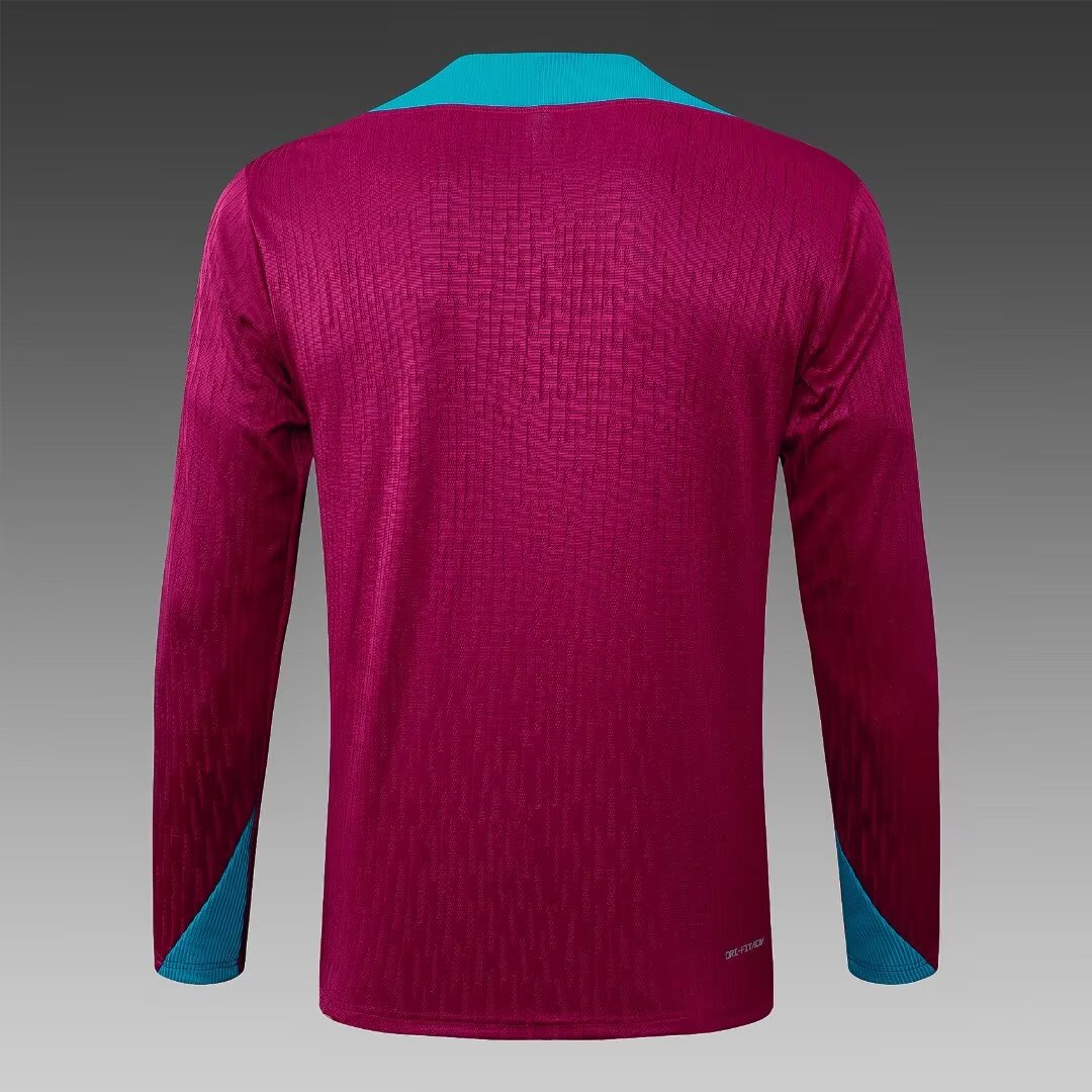 2024/2025 Psg Paris Saint-Germain Half-Pull Training Suit Purple-Red Football Shirt 1:1 Thai Quality