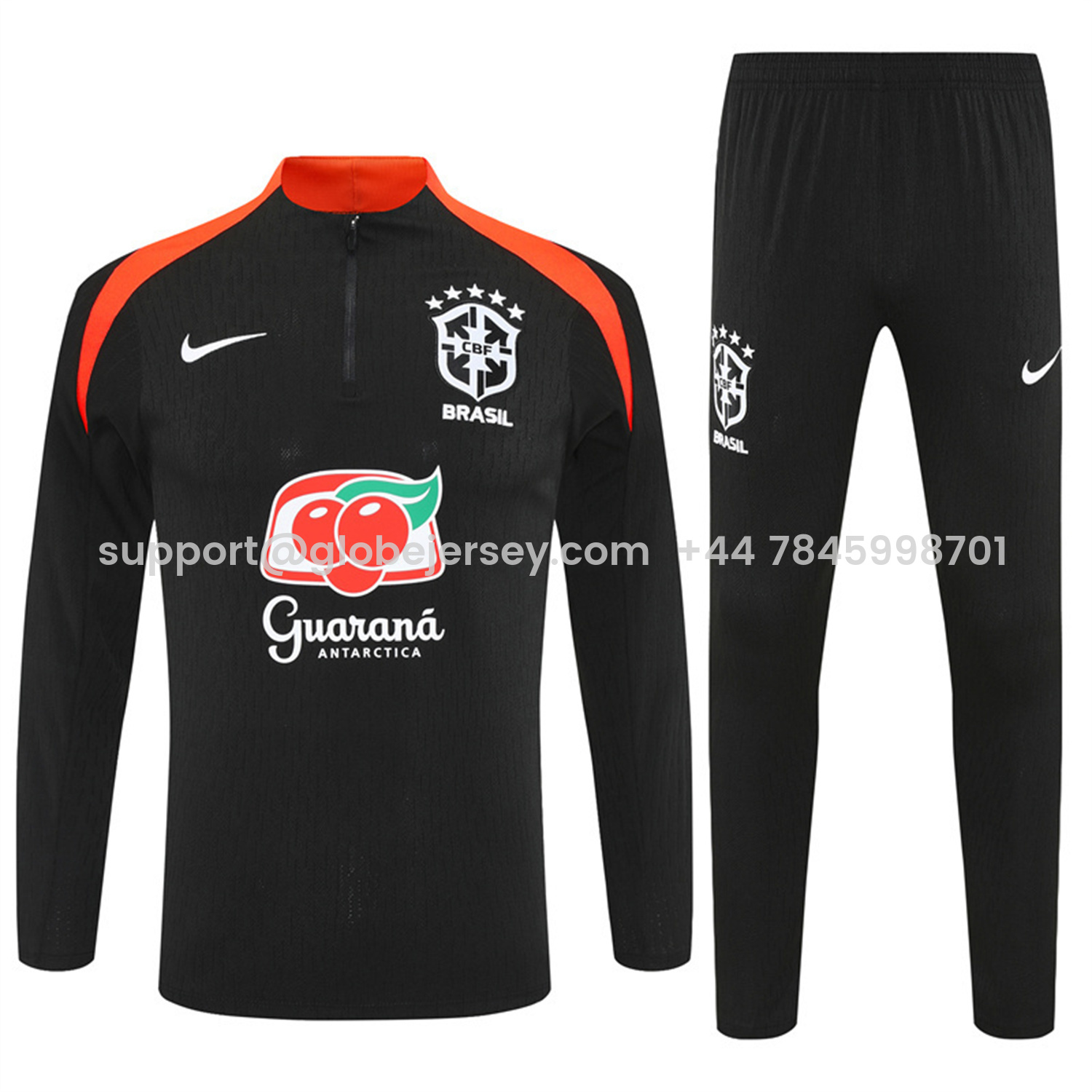 Brazil 25-26 Long Sleeve Training Set - Player Version - Black Top and Pants
