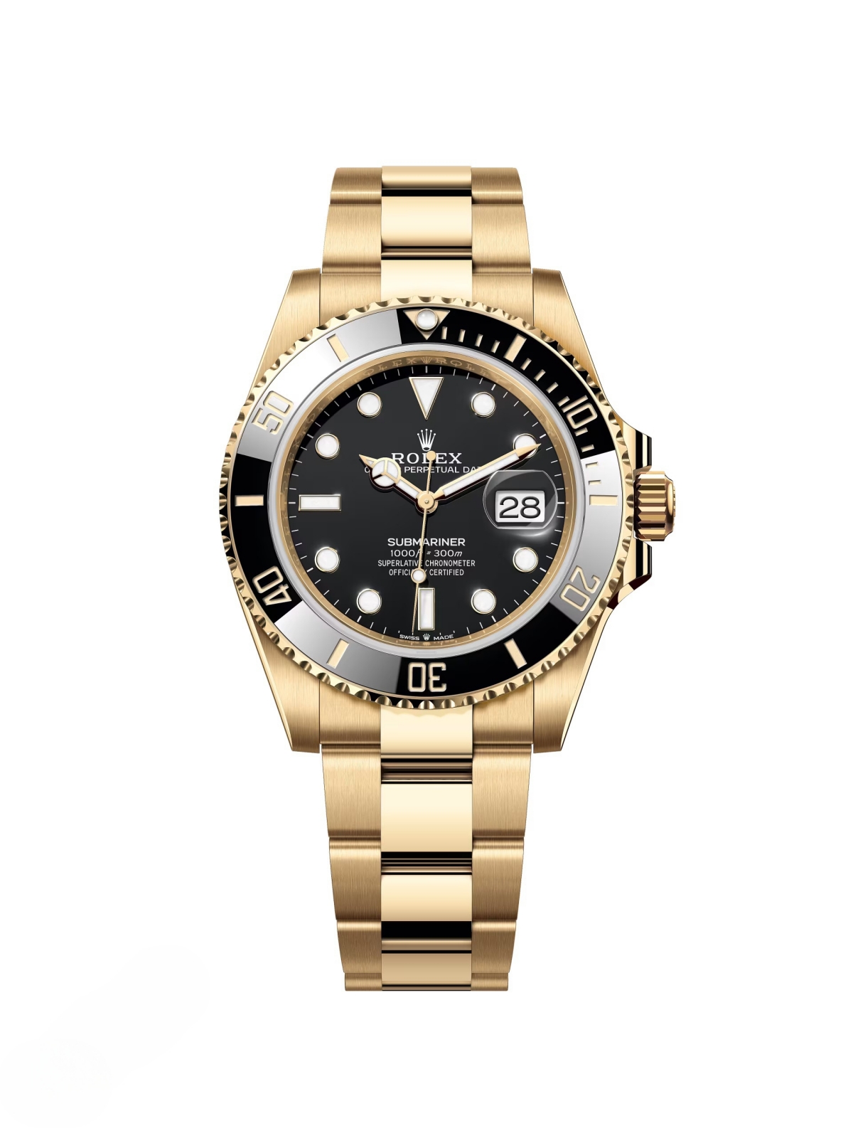 【Super Clone】Rolex Submariner 41mm Yellow Gold Black Dial Black Bezel - 126618LN
