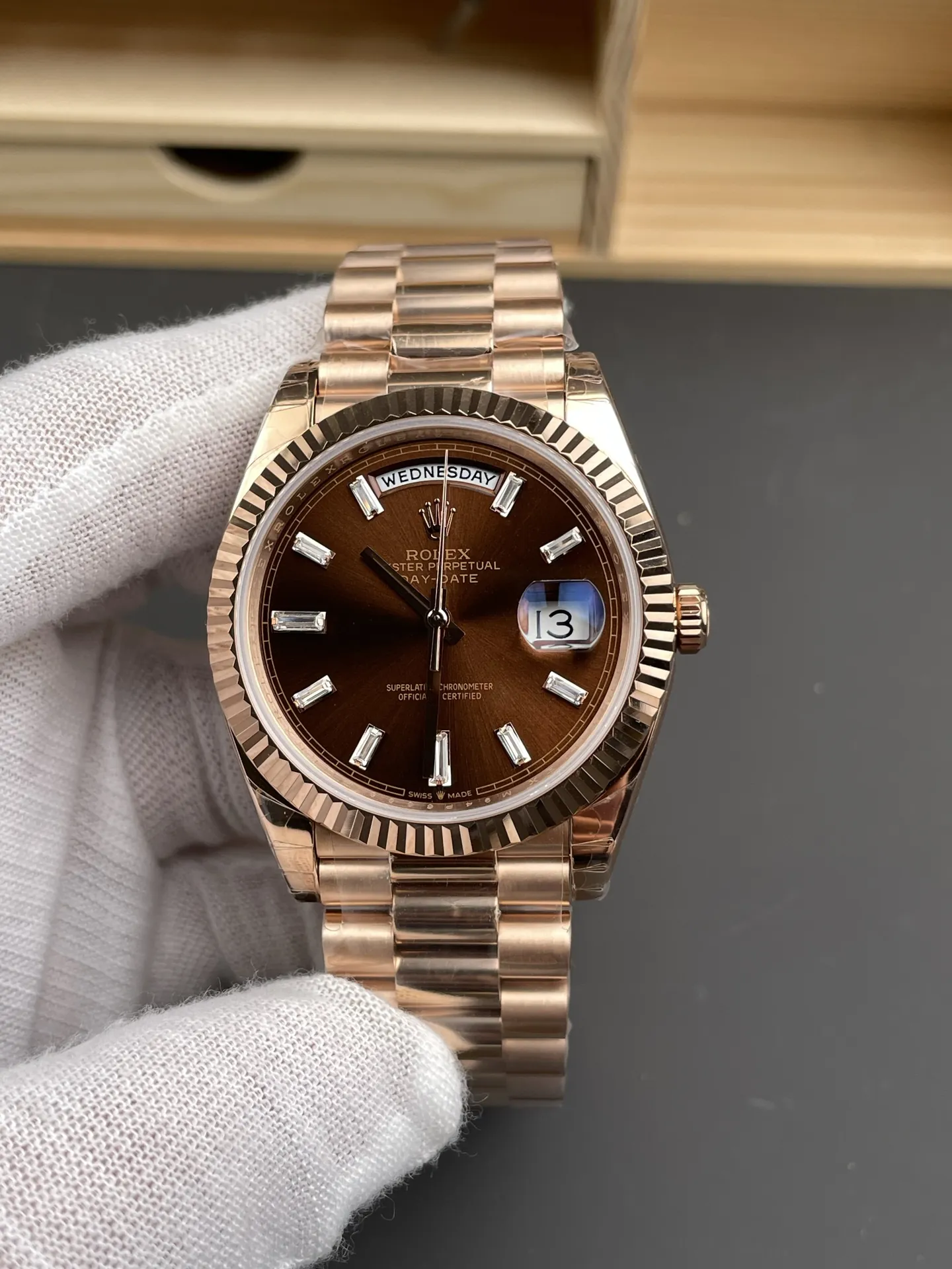 Rolex Day-Date Coffee Baguette Diamond 40mm