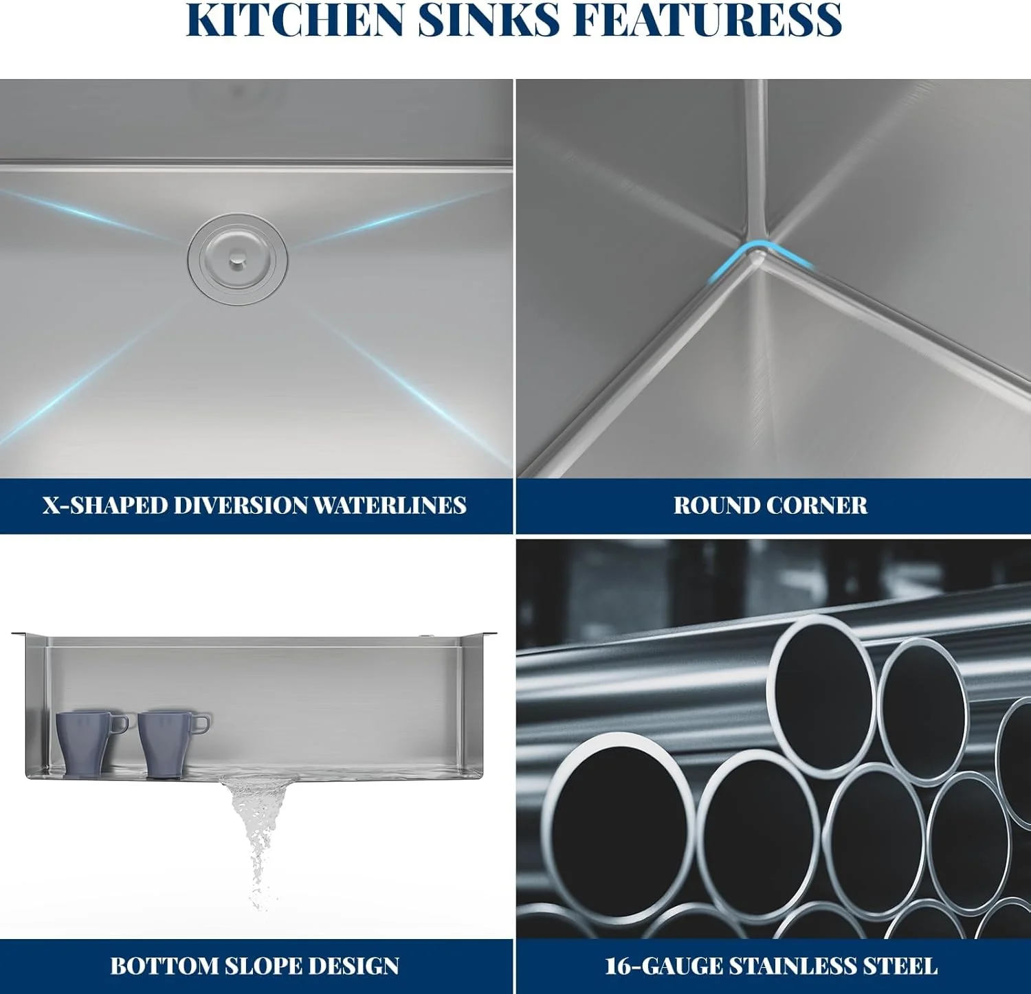 Kitchen Sink,Drop in Single Bowl Stainless Steel Bar Sink with Cutting Board,Undermount Workstation Kitchen Sink with Accessories