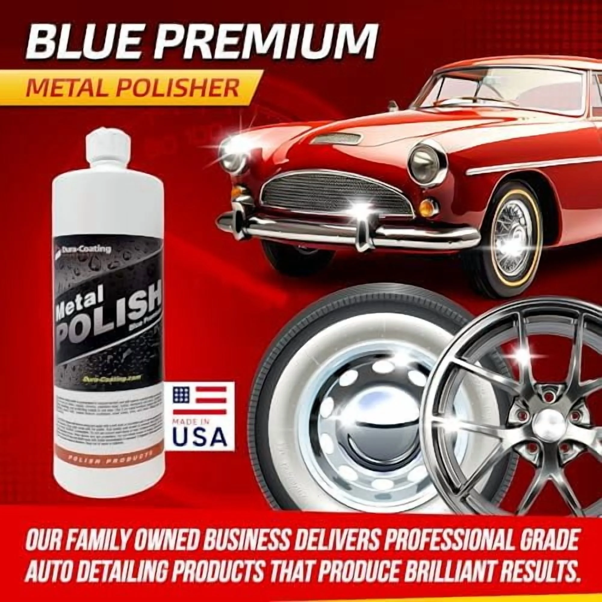 , Blue Premium Metal Polish - Perfect Brightener and Scratch Remover for Aluminum Wheels, Diamond Plate, Stainless Steel, Copper, Brass, & Nickel - (1/2 Gallon Bottle)