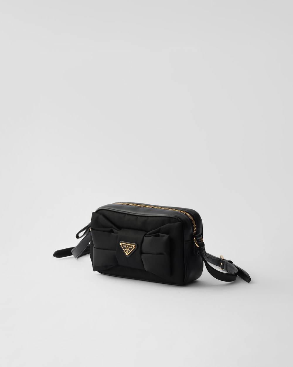 Re-Nylon and Nappa Leather Mini Shoulder Bag With Bow