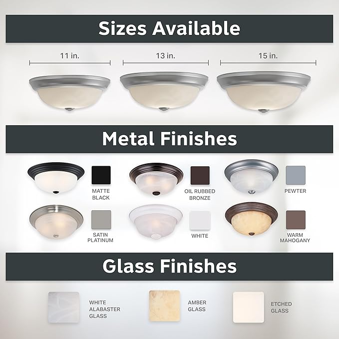 15 in 3-Light Flush Mount Ceiling Light, Pewter with Alabaster Glass Shade