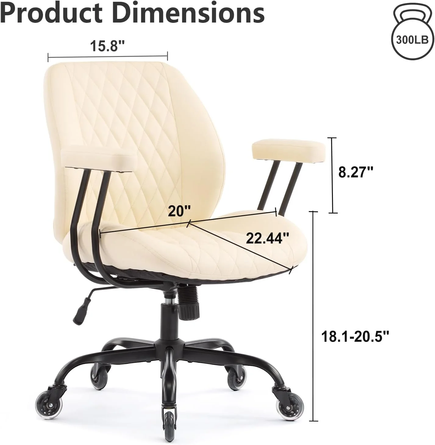 QW Home Office Desk Chair Office Rubber Casters Ergonomic Computer Chair with Lumbar Support Adjustable Height Rolling Swivel Executive Task Armrests Chair??? Brown Leather