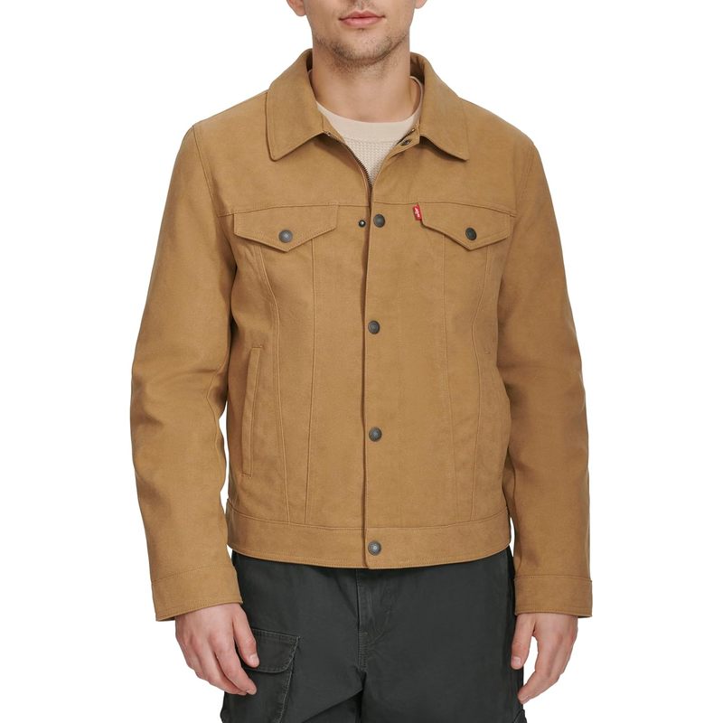 Men's Faux Leather Classic Trucker Jacket