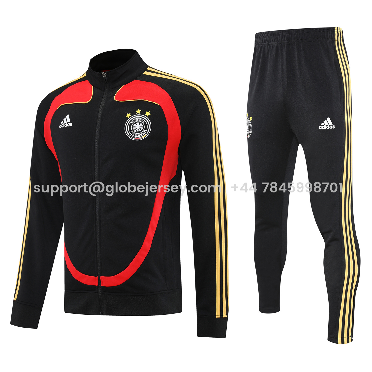 Germany 25-26 Jacket Training Tracksuit - Black Jackets & Black Pants