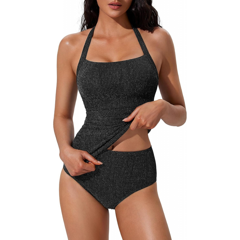 Women Halter Tankini Swimsuits Tummy Control Two Piece Bathing Suits