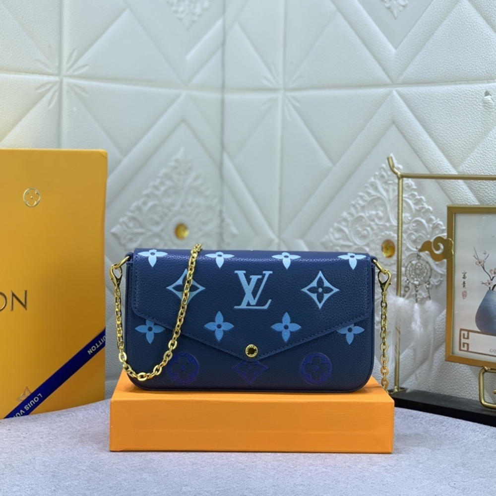 Louis Vuitton Felicie Pochette Monogram Empreinte Gradient Blue 8.3 Inches M80498