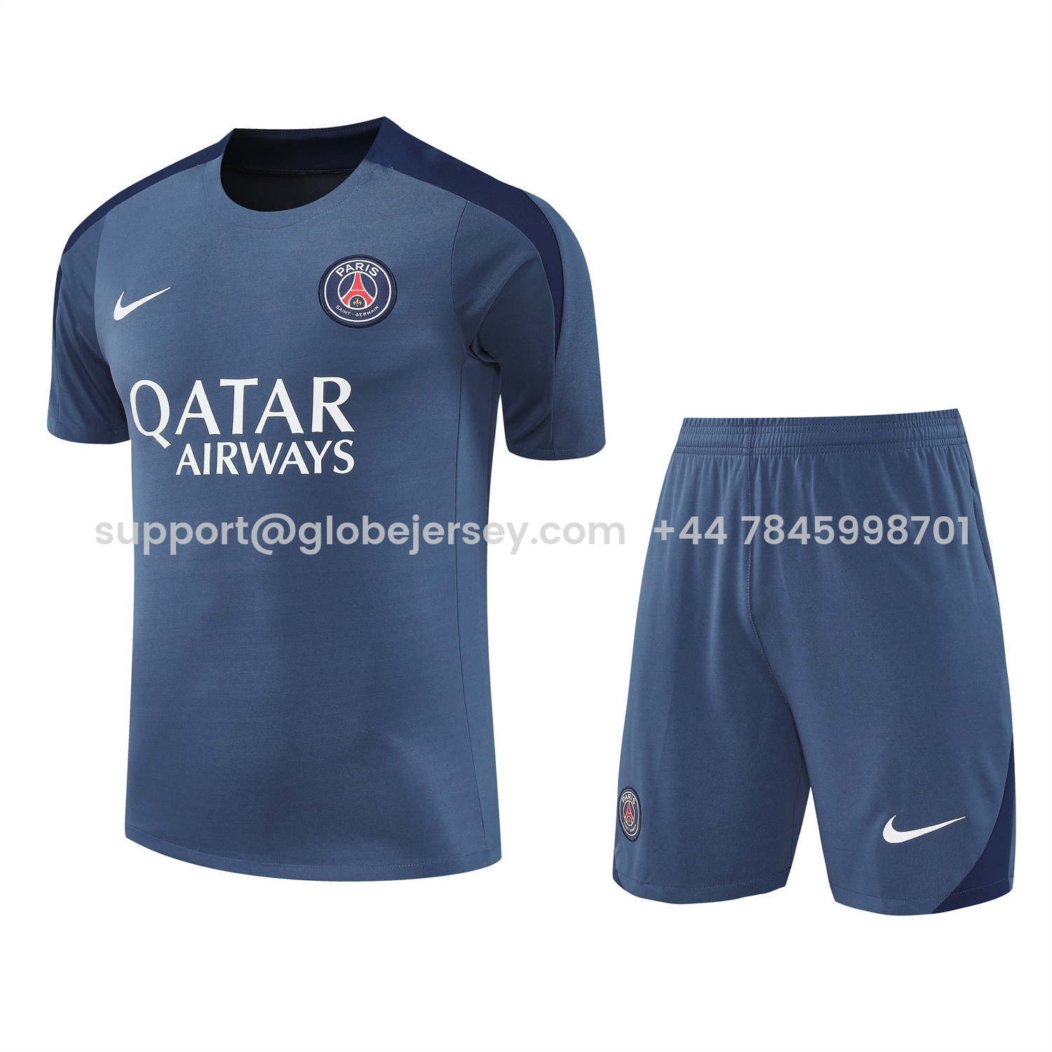 Paris Saint-Germain PSG 25-26 Short-Sleeve Training Set - Deep Blue Top & Deep Blue Shorts