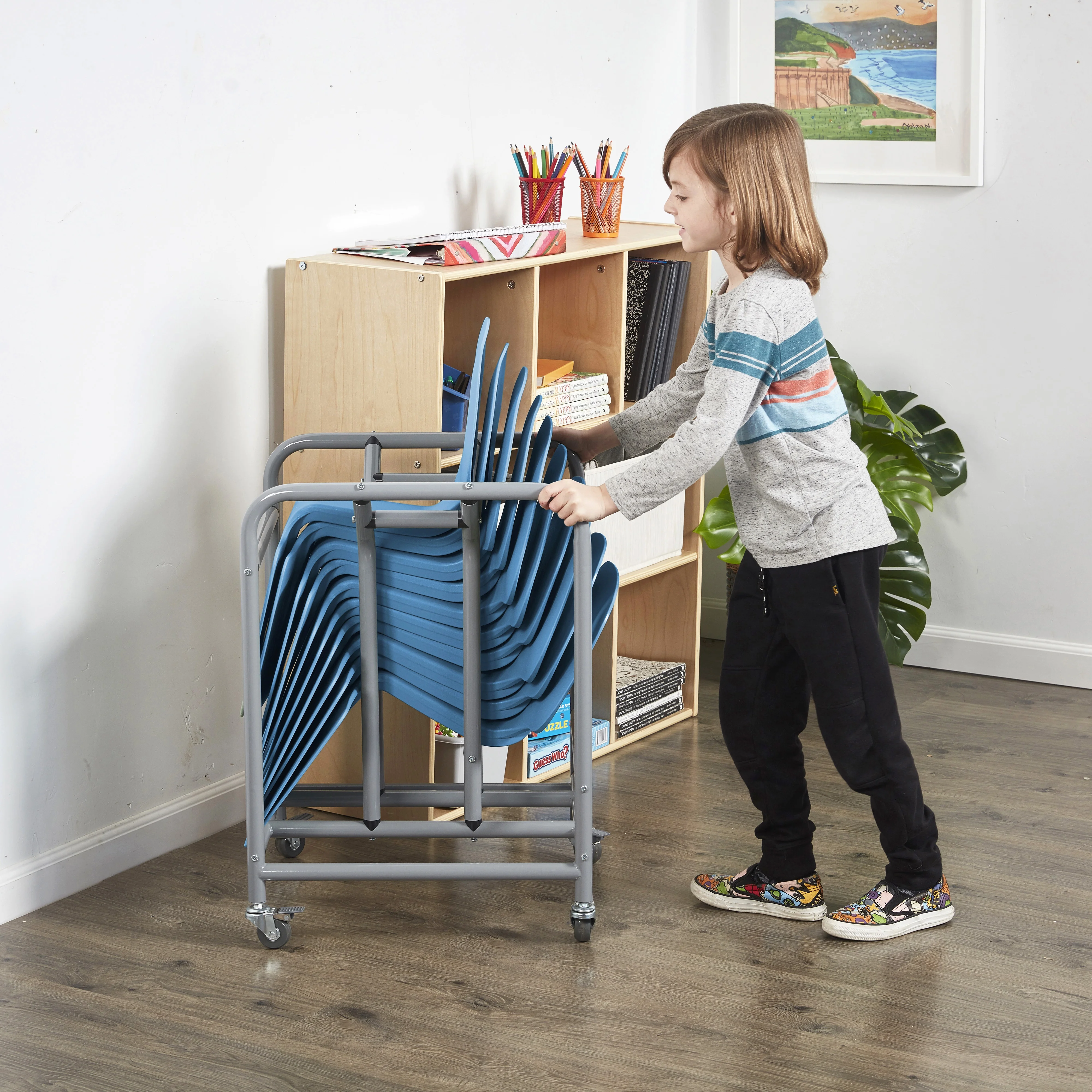 ECR4Kids The Surf Portable Lap Desk with Mobile Storage Cart, Blue, 10-Pack