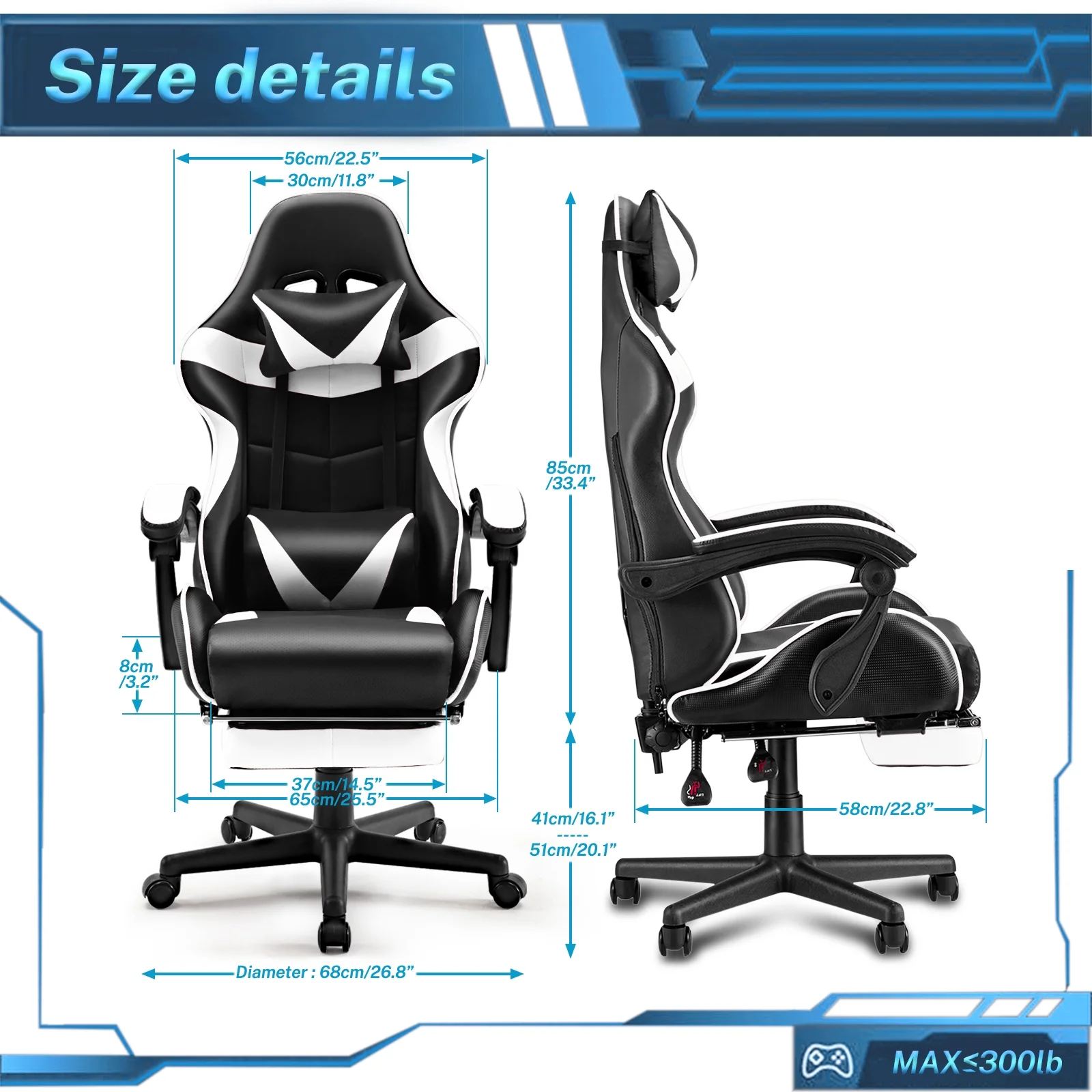 SOONTRANS Green Gaming Chair with Footrest, High Back Gamer Chair with Massage Lumbar Pillow, Gamer Computer Desk Chair (Green)
