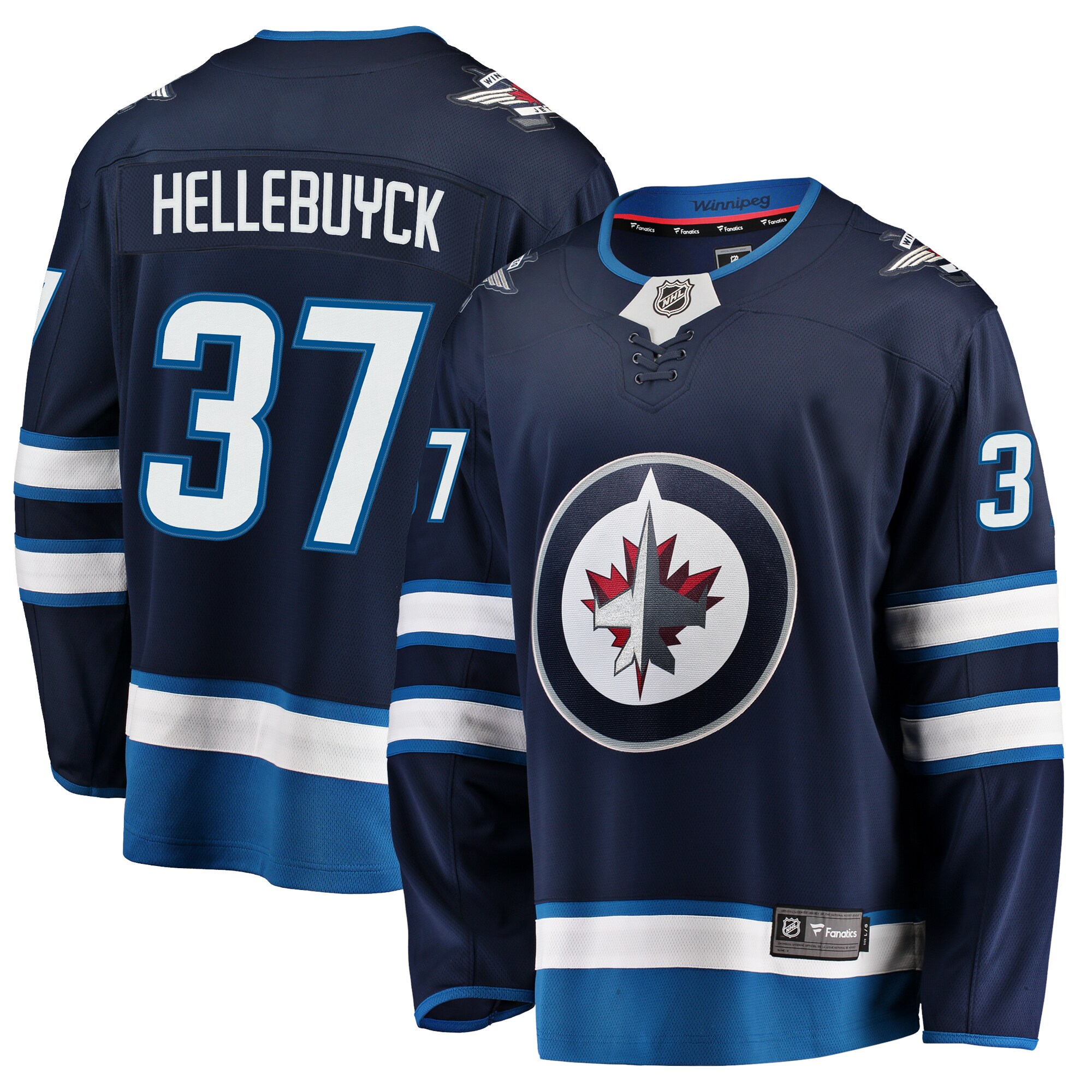 Connor Hellebuyck Winnipeg Jets Fanatics Breakaway Replica Jersey – Navy