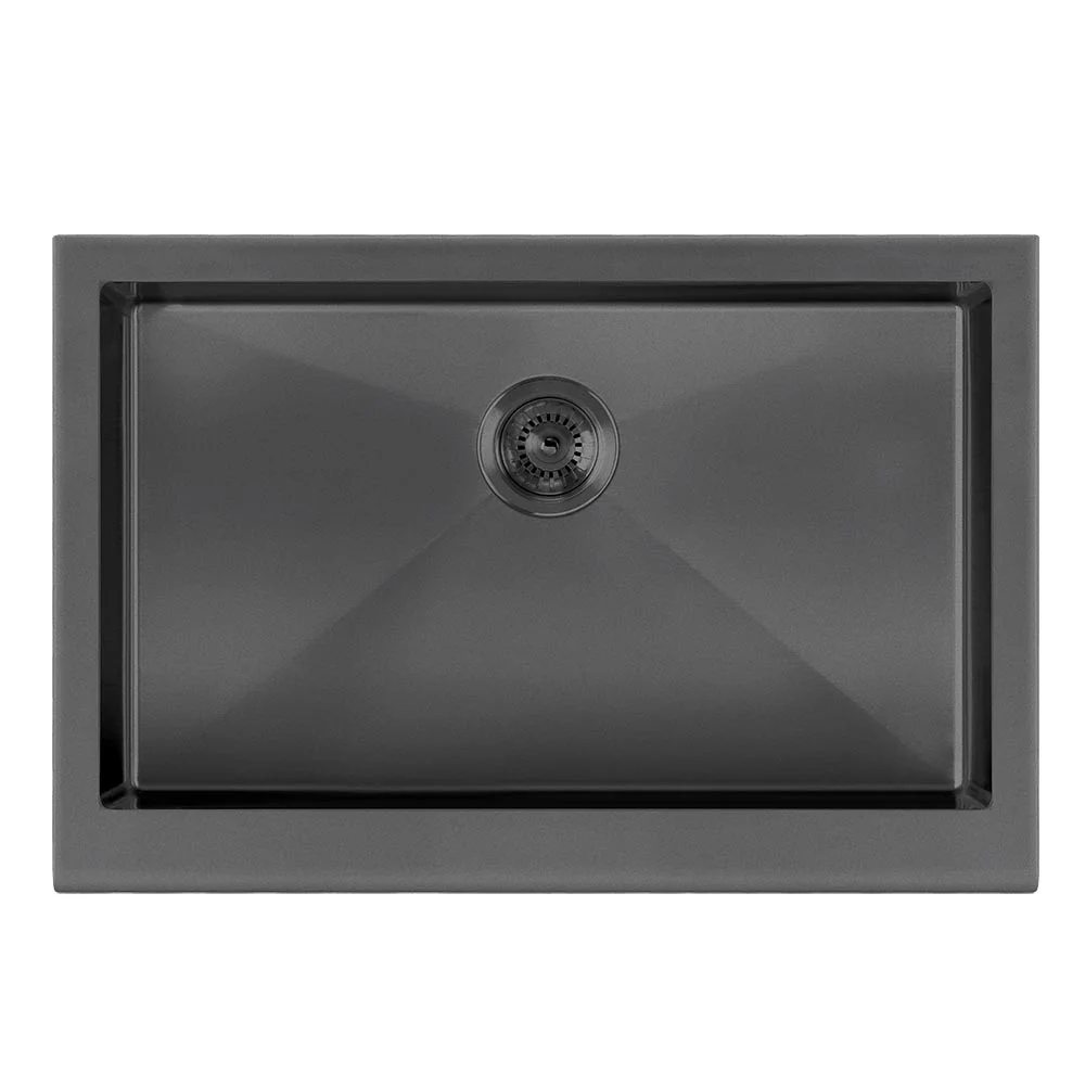 Whitehaus Collection WHNPL3020-MBLK Noah Plus Collection Single Bowl Undermount Sink Set with a Seamless Customized Front Apron - Matte Black