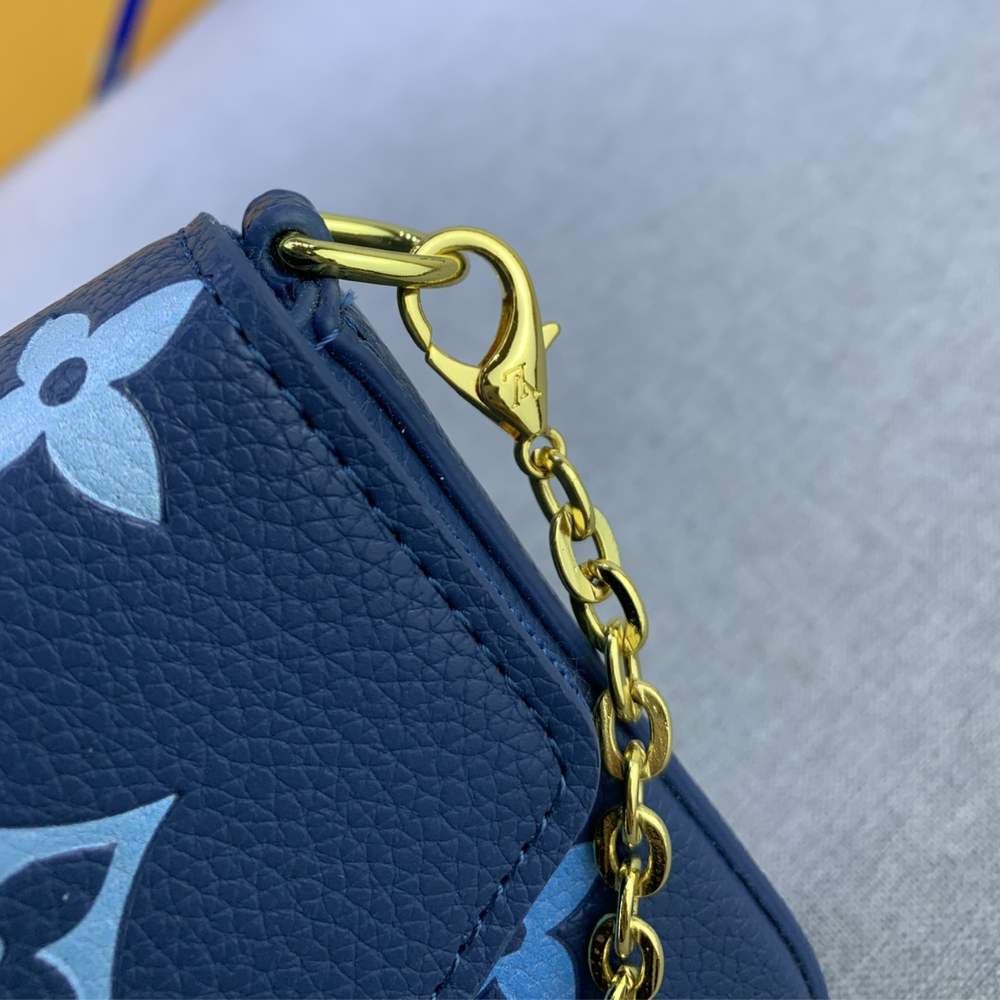 Louis Vuitton Felicie Pochette Monogram Empreinte Gradient Blue 8.3 Inches M80498