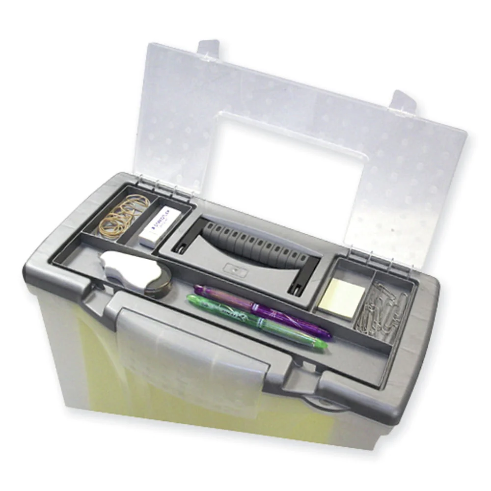 Storex Portable File Storage Box w/Organizer Lid Letter/Legal Clear 61511U01C
