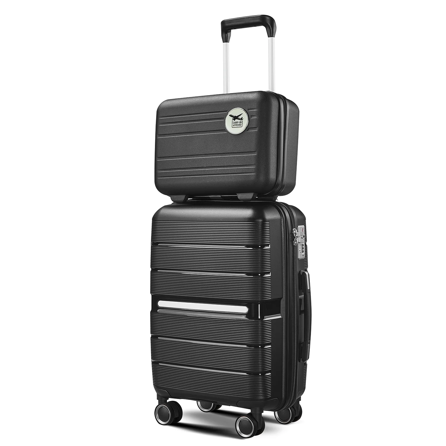 4 Piece Luggage Set, Expandable Lightweight Suitcase Set, PP Materials Travel Luggage with TSA Lock Spinner Wheels, White (14/20/24/28)