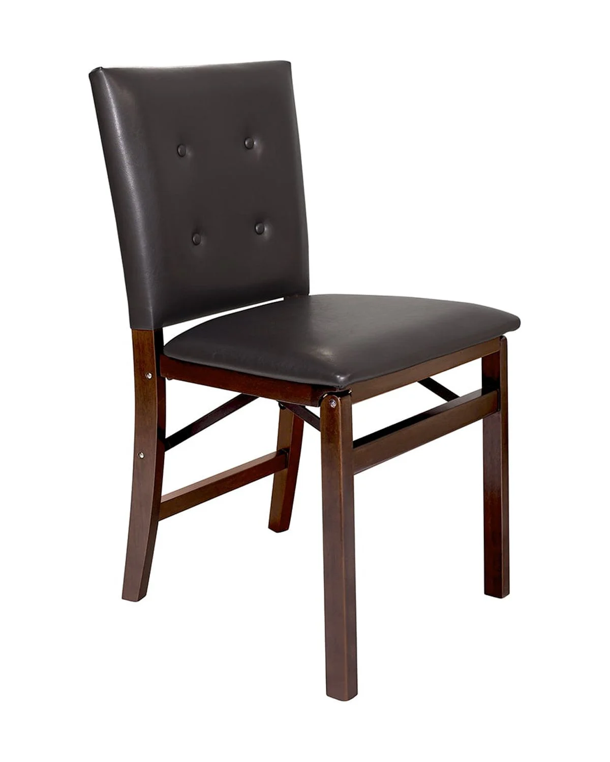 Bonded Leather Parson's Hardwood Folding Chair - Deep Brown/Espresso
