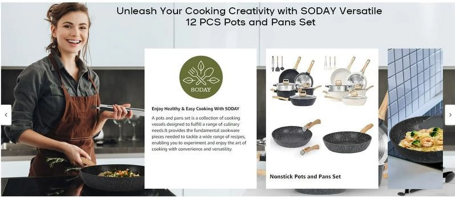 12pcs Pots and Pans Set Non Stick Kitchen Cookware Sets Induction Cookware Nonstick Granite Cooking Set with Frying Pans, Saucepans, Steamer
